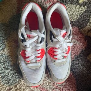 Nike Kids White and Bright Red Sneakers